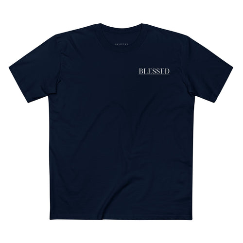 Blessed Minimalist Tee — 'BLESSED' Chest Print, Simple Faith Graphic T‑Shirt