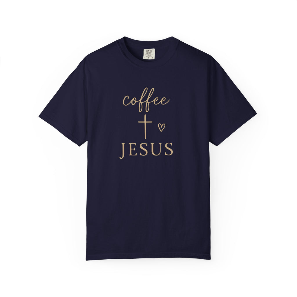 Coffee and Cross Christian T-Shirt — Jesus Coffee Tee for Women