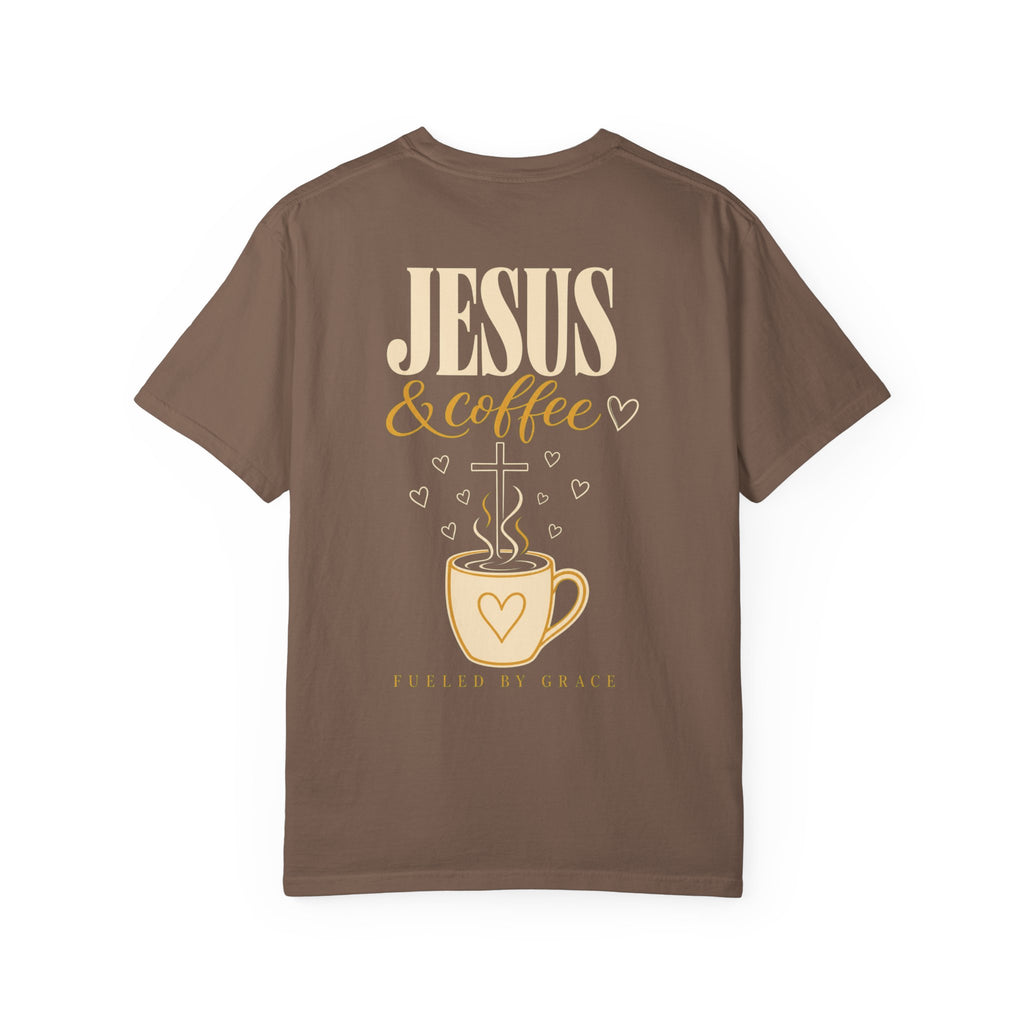 Jesus and Coffee Christian Graphic T-Shirt — Religious Tee for Women