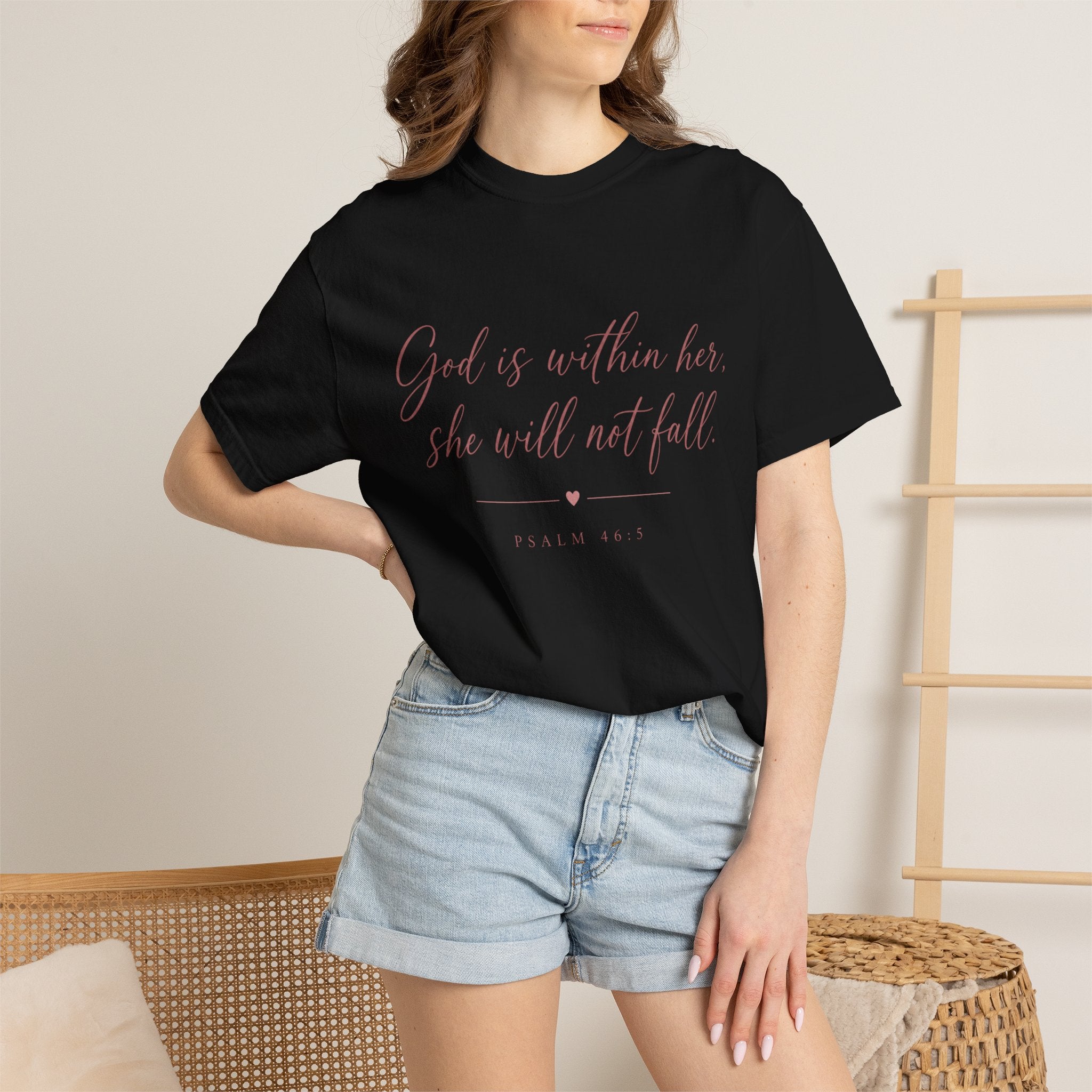 God Is Within Her Christian T-Shirt — Psalm 46:5 Bible Verse Tee for Women