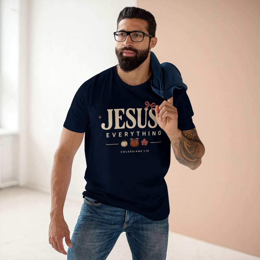 Jesus Is Everything Fall T-Shirt — Colossians 1:18 Pumpkin Design