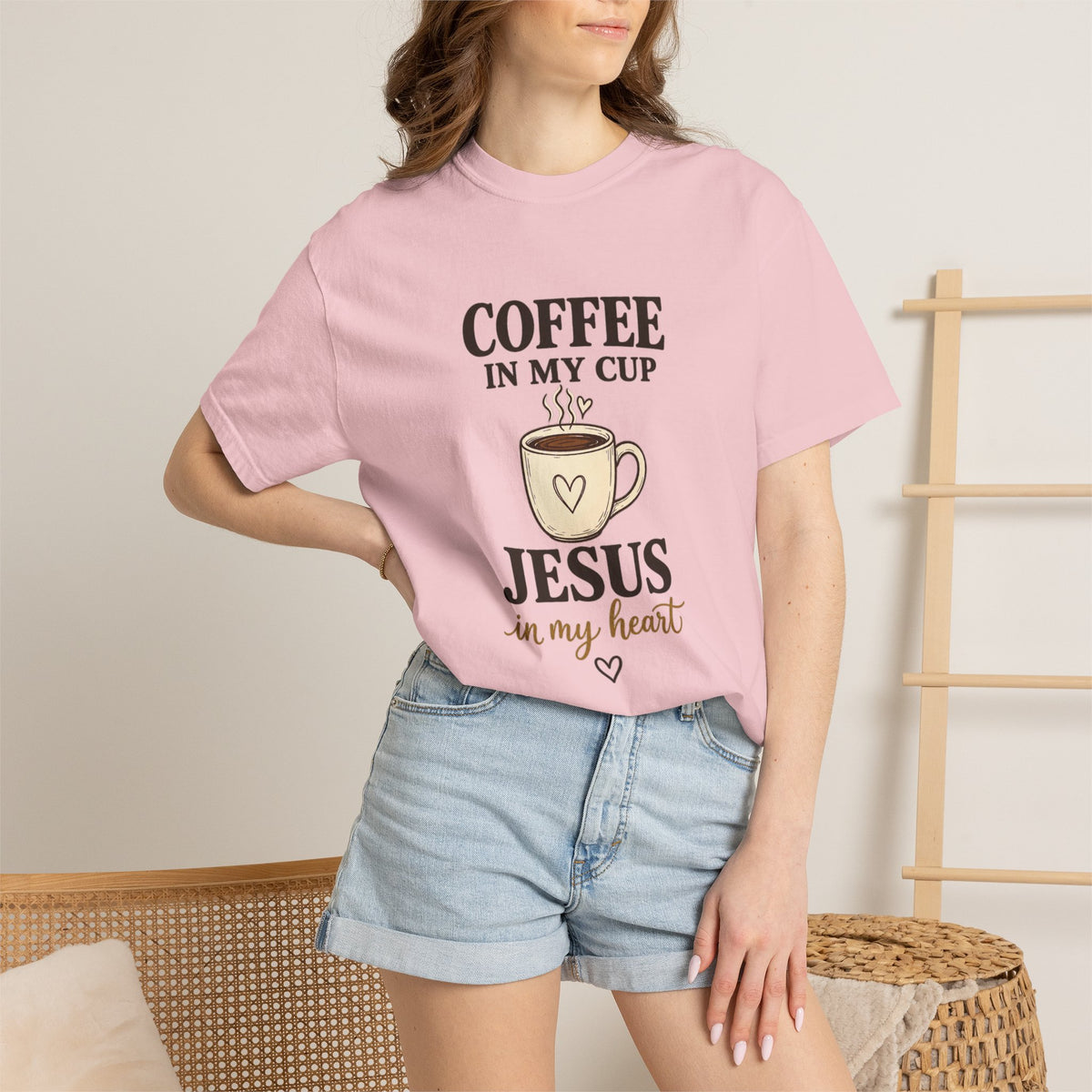 Coffee In My Cup Jesus In My Heart T-Shirt — Christian Coffee Tee for Women
