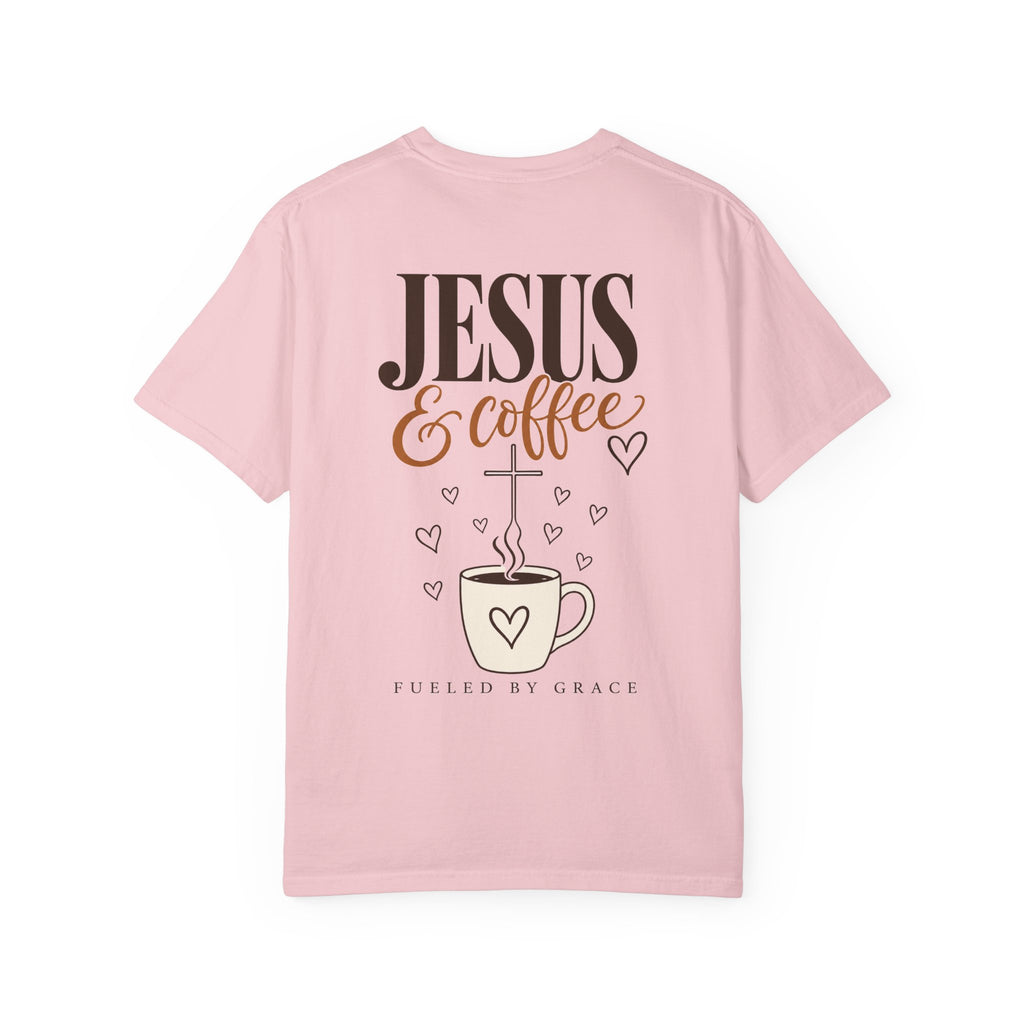 Jesus and Coffee Christian T-Shirt — Faith Coffee Tee for Women