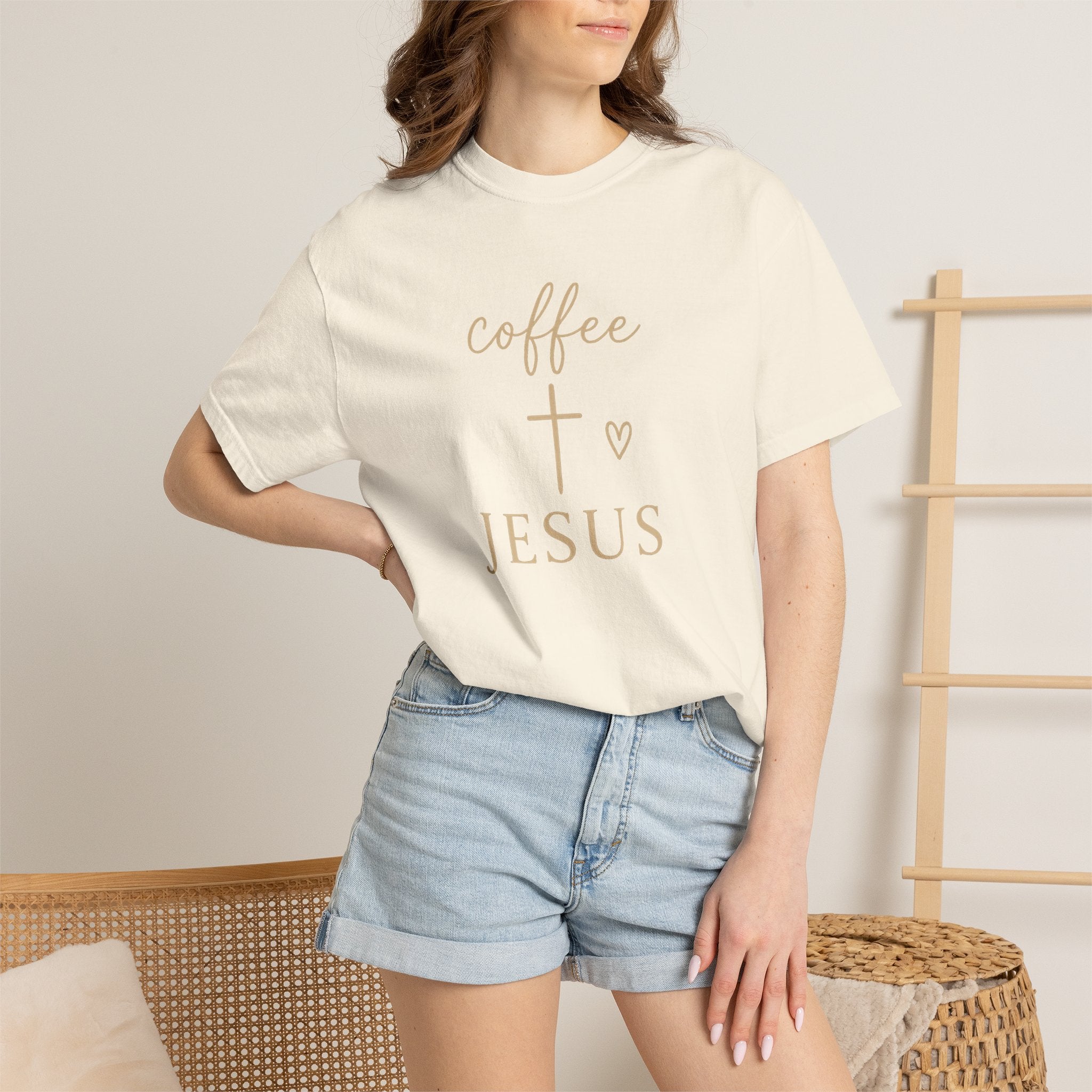 Coffee and Cross Christian T-Shirt — Jesus Coffee Tee for Women