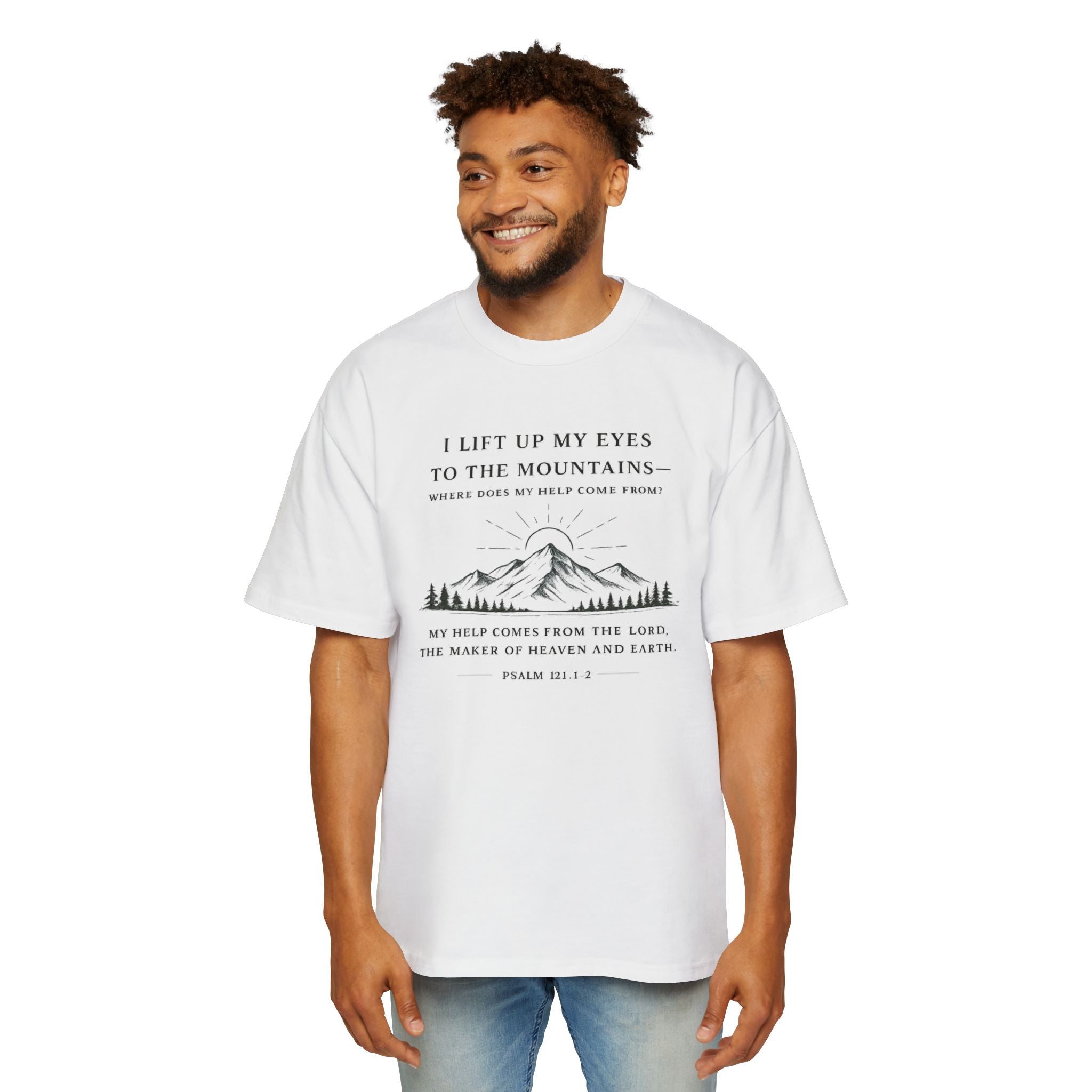 Psalm 121 Christian T-Shirt for Men — Lift Your Eyes Scripture Tee