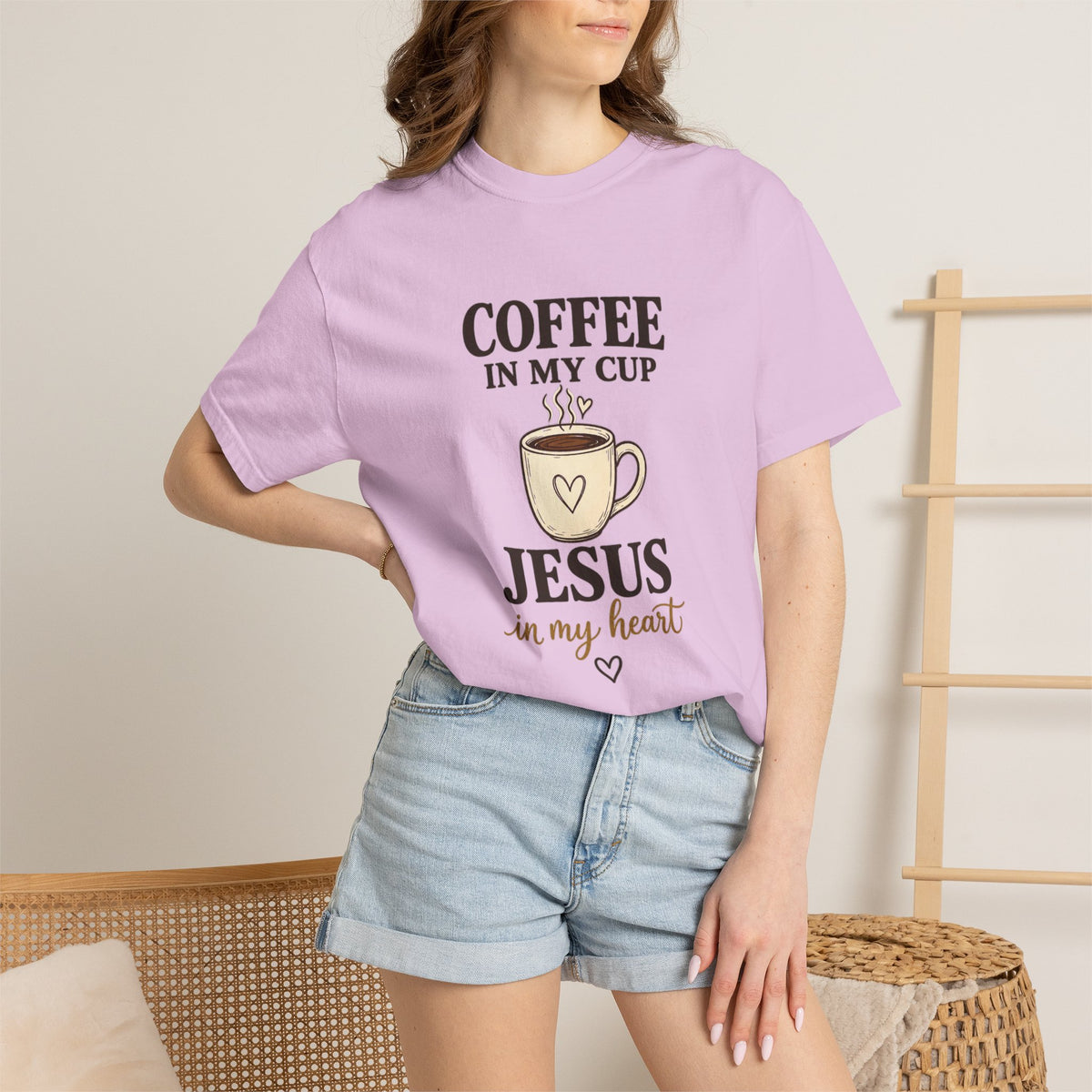 Coffee In My Cup Jesus In My Heart T-Shirt — Christian Coffee Tee for Women
