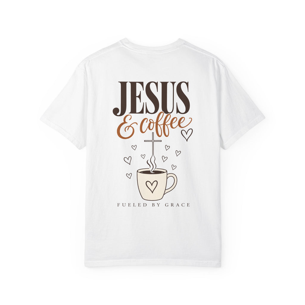 Jesus and Coffee Christian T-Shirt — Faith Coffee Tee for Women