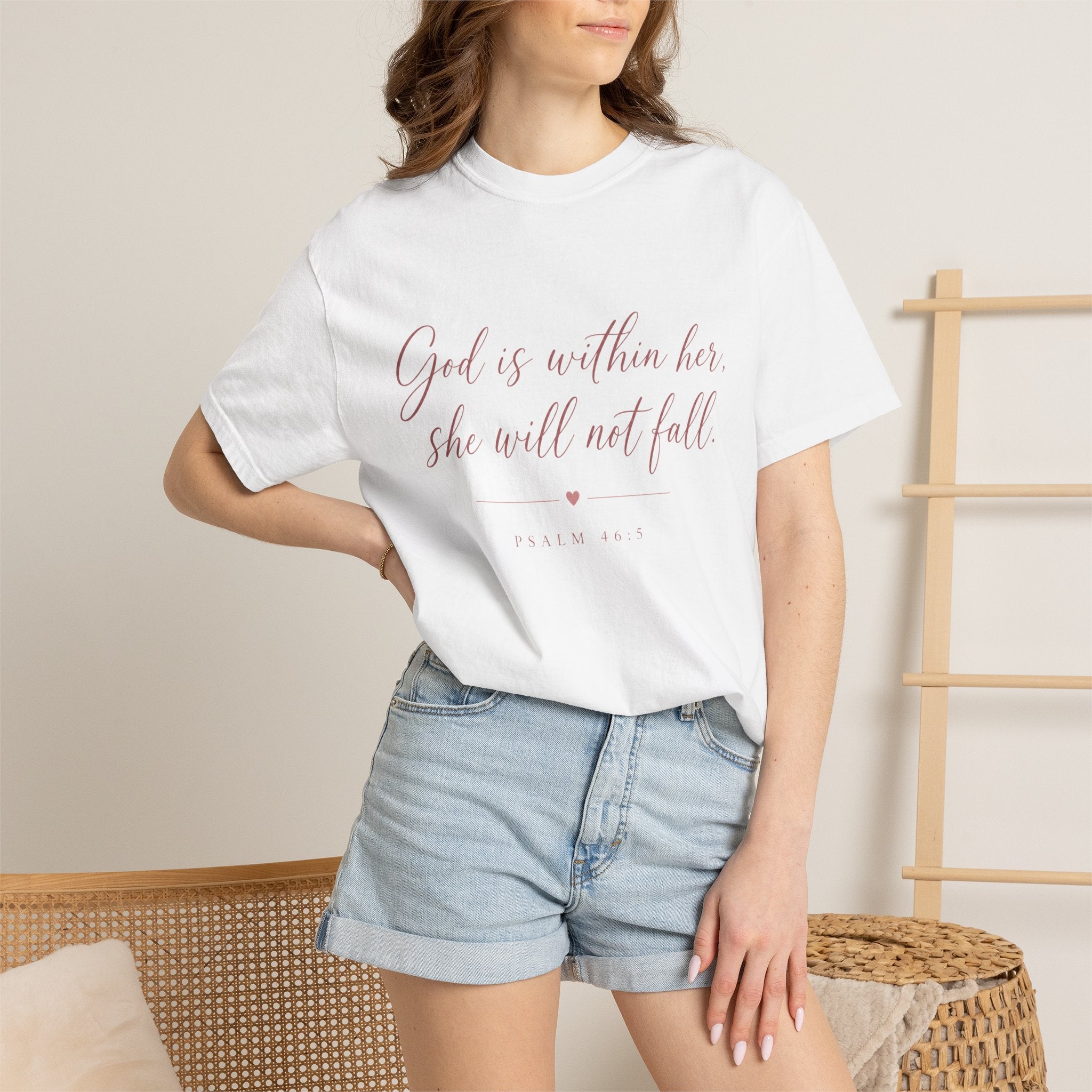 God Is Within Her Christian T-Shirt — Psalm 46:5 Bible Verse Tee for Women