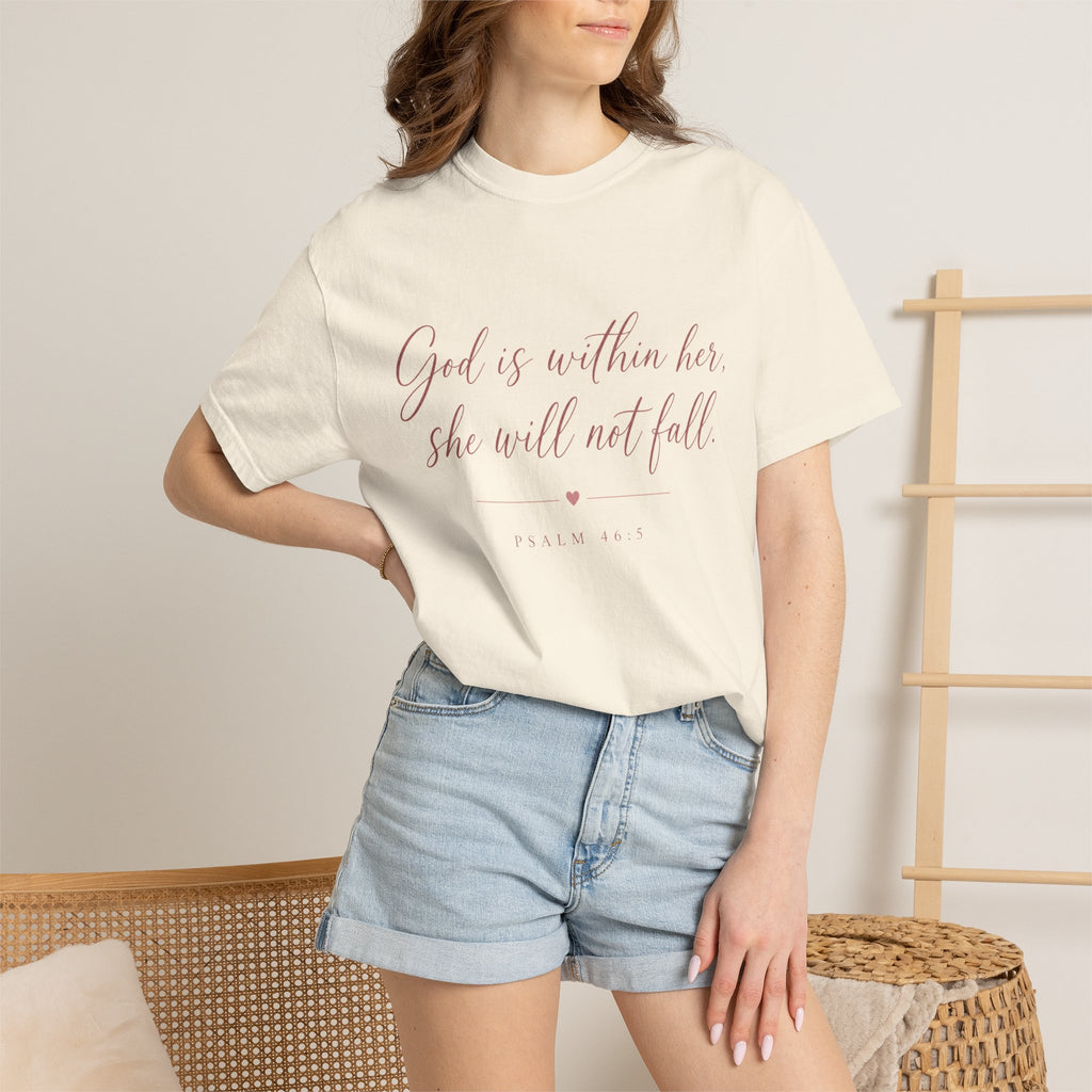 God Is Within Her Christian T-Shirt — Psalm 46:5 Bible Verse Tee for Women