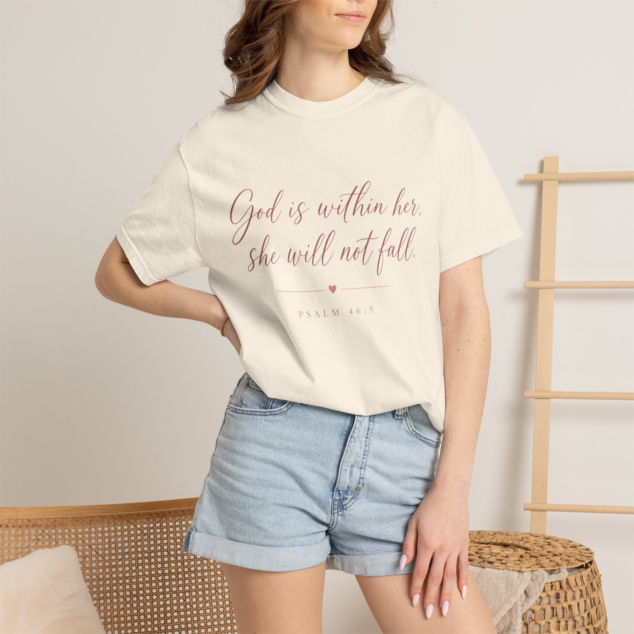 God Is Within Her Christian T-Shirt — Psalm 46:5 Bible Verse Tee for Women