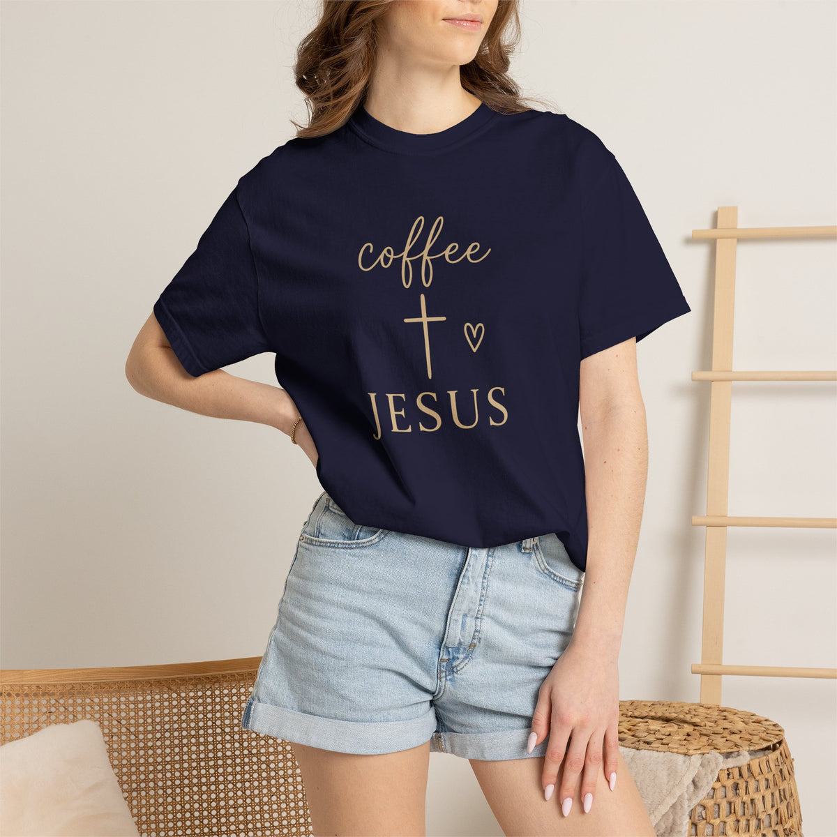 Coffee and Cross Christian T-Shirt — Jesus Coffee Tee for Women