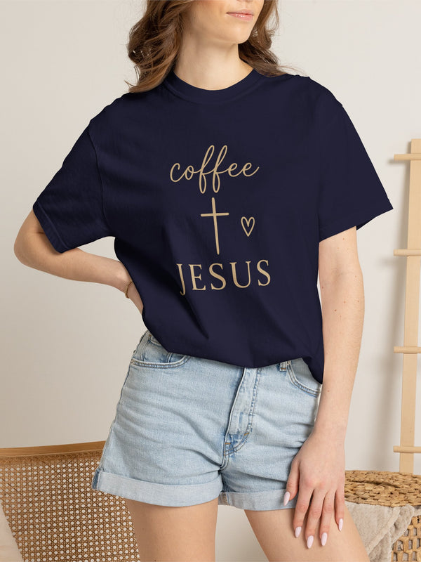 Coffee and Cross Christian T-Shirt — Jesus Coffee Tee for Women