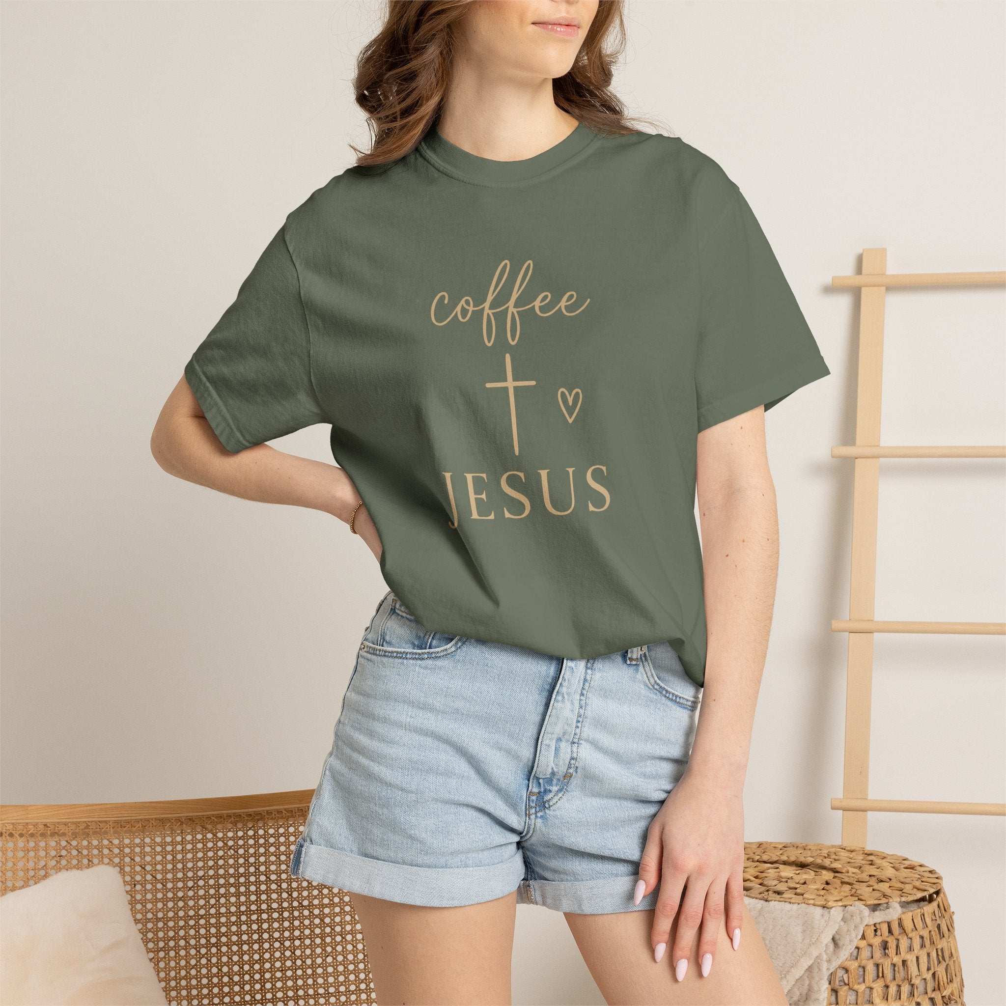 Coffee and Cross Christian T-Shirt — Jesus Coffee Tee for Women