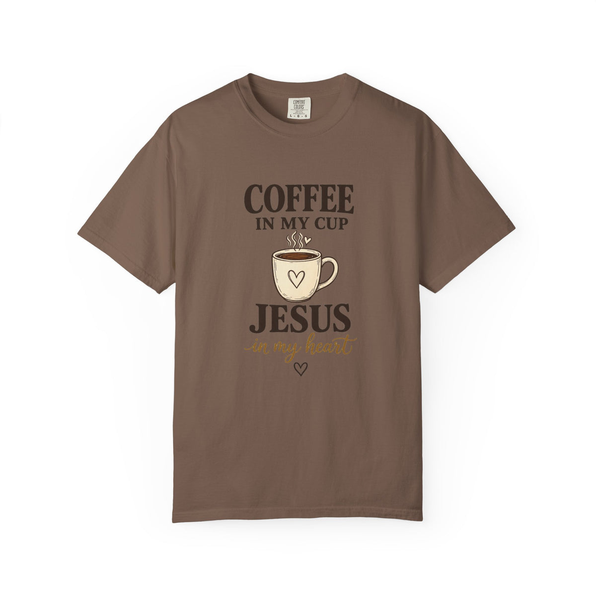 Coffee In My Cup Jesus In My Heart T-Shirt — Christian Coffee Tee for Women