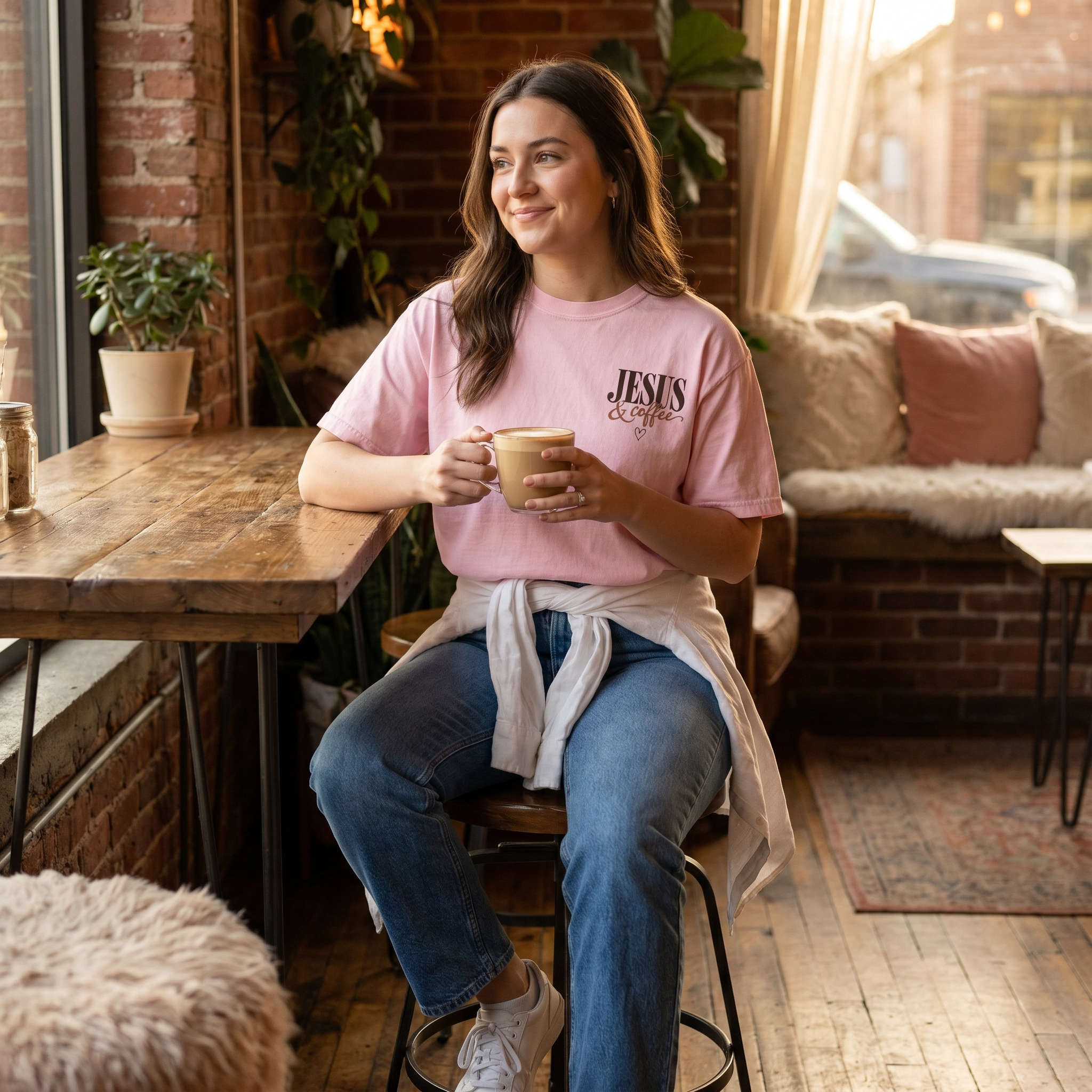 Jesus and Coffee Christian T-Shirt — Faith Coffee Tee for Women