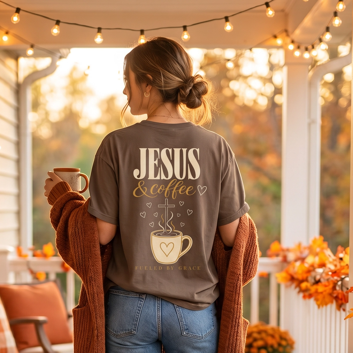 Jesus and Coffee Christian Graphic T-Shirt — Religious Tee for Women